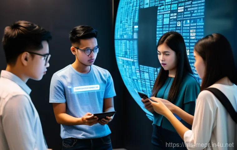 미디어 법률과 규제 - **Prompt:** A diverse group of Malaysian young adults, dressed in modern, modest casual wear, gather...