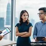 Home 12 기업PR의 ROI 측정 - **Prompt:** A group of diverse young Malaysian professionals, including male and female individuals,...