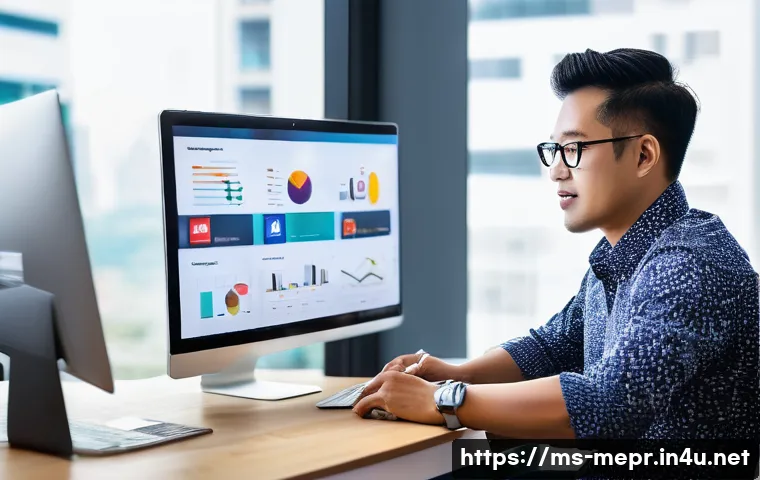 언론 홍보 컨설팅 사례 - A professional digital marketing consultant in a modern Malaysian office, analyzing data on multiple...