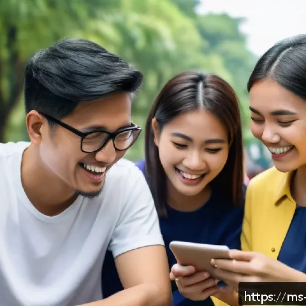 공공 PR 성공 사례 - A vibrant social media campaign scene set in Malaysia, showing diverse young Malaysians gathered in ...
