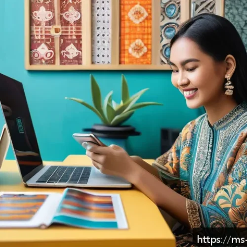 미디어 영향력 지수 - A vibrant digital marketing workspace in Kuala Lumpur, featuring a young Malay influencer creating e...