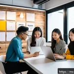 PR 성공 사례 - A vibrant Malaysian fashion brand marketing team brainstorming creative PR content in a modern offic...