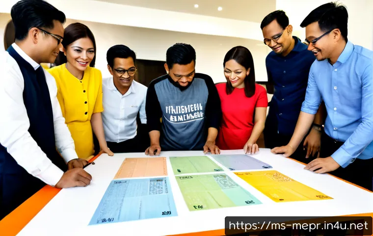 홍보 이벤트 기획 - Photorealistic promotional event planning meeting in a bright Kuala Lumpur coworking studio, diverse...